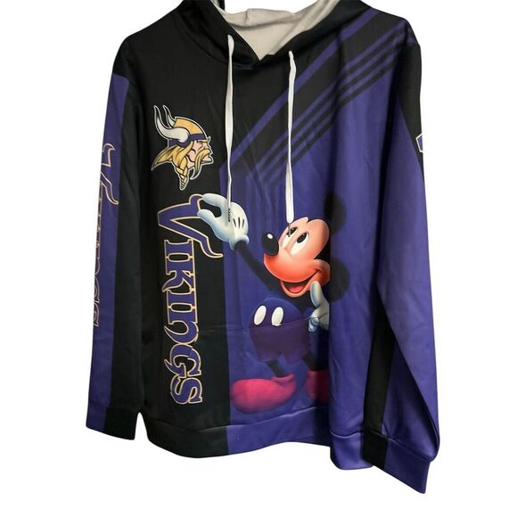 Minnesota Vikings Mickey Mouse 3D Hoodie‎ NFL Sweatshirt Unisex L - Picture 5 of 14